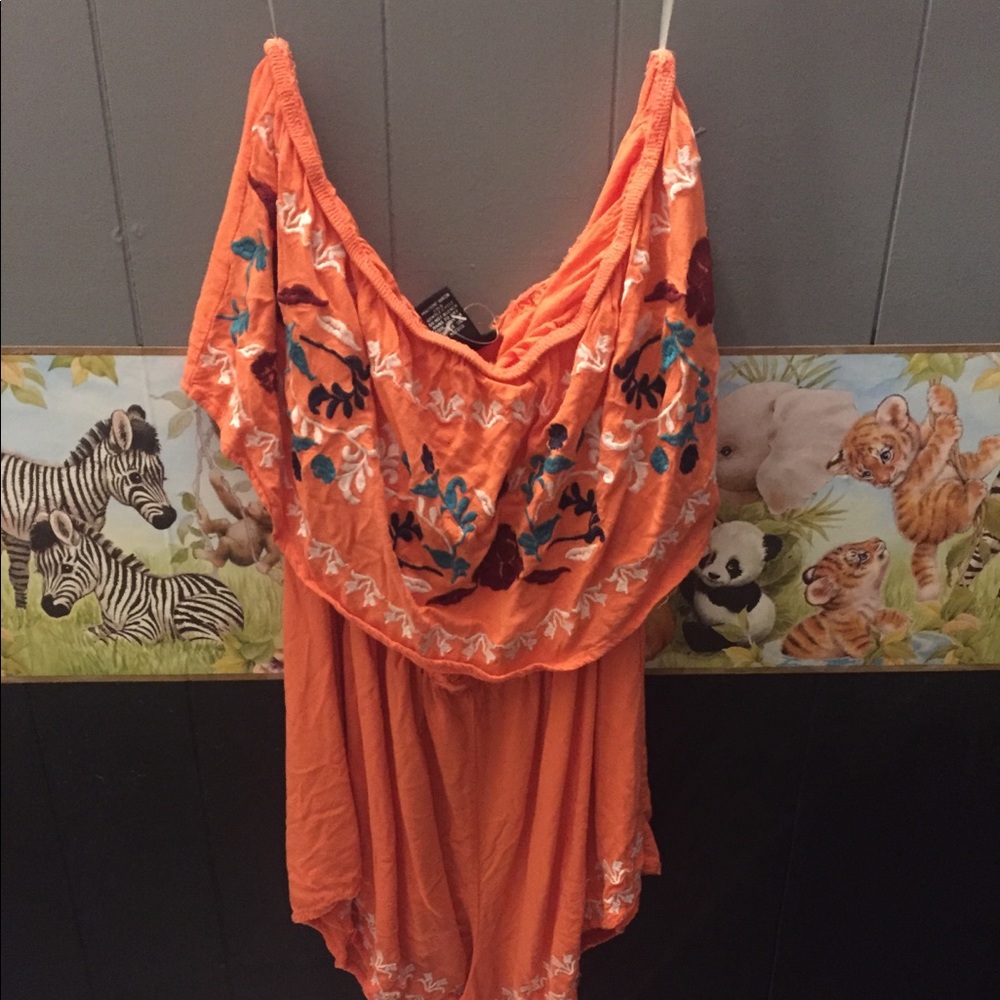Rue 21 orange strapless romper